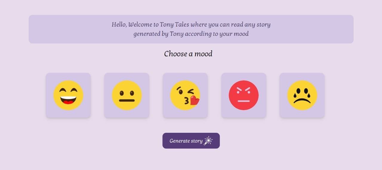 Mood to story generator image